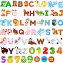 JoyCat Wooden Kids Magnets  26 Cute Animals, Alphabet Uppercase Letters, and 0-9 Numbers, Fridge Magnets for Toddlers, Fun Educational Spelling Learning Gift for Toddlers & Kids