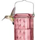 Nature’s Way Rosewood Column Gravity Glass Hummingbird Feeder for Outdoor Décor, 23 oz Nectar Feeder with 6 Flexible Flower Ports, Continuous Perch Ring, Built-in Ant Moat & Easy-Clean Design