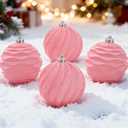 Artmag 2 PCS Large Velvet Christmas Balls Ornaments Shatterproof Hanging Set Flocked for Xmas Tree Holiday Party Decorations (Pink,6 Inch)