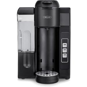 BELLA Single Serve Coffee Maker, Dual Brew K-Cup Pod or Ground Coffee Brewer, Adjustable Drip Tray for Personal Travel Mugs, Large Removable Water Tank, Black