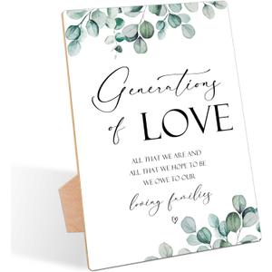 2 x Generations Of Love Sign, Greenery Wedding Ceremony Sign, Pack of 1 Wooden Tabletop Sign with Stand, Wedding Supplies, Engagement and Reception Wedding Decorations - LD34