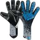 WVVOU Soccer Goalie Gloves Youth Adults, High Performance Goalkeeper Gloves Breathable Soccer Gloves 4+3mm Super Grip for The Toughest Saves (Black Blue) Size 7