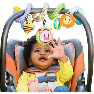 Infantino Stretch & Spiral Activity Toy - Textured Play Activity Toy for Sensory Exploration and Engagement, Ages 0 and Up, Blue Farm, 1 Count (Pack of 1)