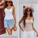 Avidlove Womens Camisoles 2-Pack Tank Top V Neck Undershirts Adjustable Spaghetti Strap Cami Tops (Beige)