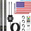 DREAMIZER 2PCS 2FT Fat Whip Lights 360°Spiral Chase Offroad Warning Lighted Antenna LED Whips Side by Side with Turn Signal Brake Reserving Lights for UTV ATV RZR Can-Am SXS Polaris Offroad Truck
