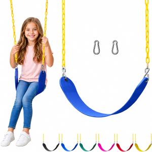 Jungle Gym Kingdom Swing for Outdoor Swing Set - Swing Seat Replacement Kit with Heavy Duty Chains - Backyard Swingset Playground Accessories for Kids - Blue, 1 Pack