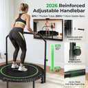BCAN BT2 450/550LBS Mini Rebounder Trampoline for Adults with Bar, Fitness Trampoline with Bungees, Adjustable Handle, Stable & Quiet, Indoor Outdoor, Whole-Body Workout & Relaxation at Home-40IN/48IN