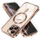 Misea Magnetic for iPhone 16 Pro Max Case Compatible with MagSafe [Never Yellowing] [Military Grade Drop Protection] Full Camera Lens Protector Plating Soft Clear Phone Case for Women 6.9", Desert