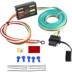 Oyviny LED Compatible Powered 3-to-2-Wire Splice-in Trailer Tail Light Converter with 4 Wire Flat Extension, 6-Wire System to 4-Wire System Trailer Light Converter Pure Copper Wire