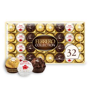 Ferrero Collection Premium Chocolate Candy Assortment of Hazelnut, Dark Chocolate and Coconut, 32 Count Holiday Gift Box, 12.7 oz, BBD: APR 21/2026