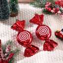 2 x Aoriher 2 Pcs 7.6" Large Candy Cane Ornaments Christmas Tree Peppermint Decorations Hanging Candy Ornaments Glitter Christmas Picks with Golden Ropes for Xmas Party Decorations (Red)