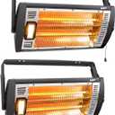 BEYOND HEAT Electric Garage Heater 120V 2 Packs, 750/1500W Ceiling Mount Space Heater for Garage, Shop, Patio with 90 Adjustable Tilt, Dual Quartz Radiant, Safety Metal Grille and Overheat Protection