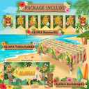 Luau Party Decorations - Aloha Banner Backdrop Tablecloth Set - Hawaiian Theme Party Decorations for Summer | Tropical Party Decorations for Summer Beach Pool Birthday Wedding