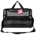 SHANY Collapsible Makeup Tools Travel Mesh Bag Large See-Thru Travel Tote with Shoulder Straps Water-Resistant with Zippered Pockets Black
