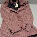 ebossy Women's Casual Oversized Blazer Suit Notch Lapel Button Plaid Work Office Jacket Wool Pea Coat (Red, Small)