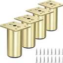 BSTKEY 4Pcs 3 Inch Aluminum Alloy Furniture Cabinet Legs - Adjustable Replacement Legs for Furniture Cabinet Foot Legs Sofa Bed Desk Table Feet Support, Gold