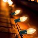 C7 Clear Christmas Lights, 25Ft Outdoor Christmas String Lights with 27 Warm White Incandescent Bulbs, Connectable Vintage Christmas Lights for Outdoor Patio Christmas Party House Decorations, Green