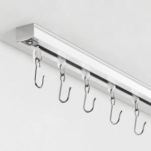 Ceiling Curtain Track, Curtain Track with Roller Hooks, 15ft - 18ft Ceiling Mounted Rail Set for Room Divider, White