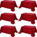 6-Pack Red Tablecloths for Rectangle Tables, 90 x 156 Inches, Stain-Resistant Polyester Fabric for 8 Foot Tables - Washable Table Covers for Weddings, Banquets, Birthday Parties, Events