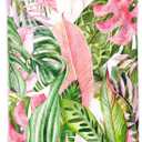 Pink and Green Tropical Palm Leaf Throw Blanket Monstera Leaves Jungle Plant Flannel Blankets for Couch Bed Living Room Sofa, Decorative Patterned Super Soft Cozy, 50x60 in