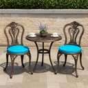 Outdoor Bistro Chair Cushions Set of 2, Waterproof Outdoor Round Seat Cushions with Ties for Home Garden Furniture, Red, 16x16x2 in