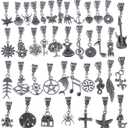 RUBYCA Tibetan Silver Color Connectors Bails Beads with Pendant fit Charm Bracelet Mix Styles (120 PCS)