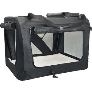Fhiny Large Cat Carrier for 2 Cats, 24"x17"x17" Soft Dog Crate Collapsible Portable Travel Pet Carrier Bag Durable Breathable Foldable Kitten Carrier Bag for Cats Puppy Under 45 Lbs Black