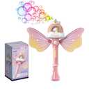 Automatic Bubble Machine for Kids Girls, 12 Holes Fairy Wand Blower with LED Lights - Bubble Gun Toy for Toddlers 3-8, Outdoor Party Favors,Includes Bubble Solution (Pink Horse)