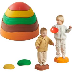 Balance Stepping Stones for Kids  Pack of 5 | Rainbow Color Obstacle Set | Non-Slip Indoor Climbing & Jumping Activity Toy for Ages 3+