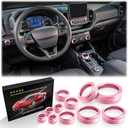 Polodunn for Ford Bronco Sport Accessories 2021-2024 (No fits Bronco), 11pcs Aluminum Alloy Knob Cover Trim Kit - A/C, Vol Tune, Air Vents, Headlight, Gear Shift & Mode Switch (Pink)