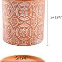Jucoan 2 Pack Terracotta Plant Pot, 5'' Red Clay Planter Pot with Boho Flower Pattern, Ceramic Cactus Flower Planter Succulent Pot with Drainage Hole and Saucer for Indoor Outdoor Plant