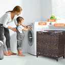 Laundry Hamper with 3 Removable Liner Bags; 132L Handwoven Rattan Laundry Basket with Lid & Heightened Feet; Clothes Hamper with Side Handles; Laundry Sorter with 3 Separate Sections