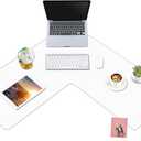 Relaxweex Clear l Shaped Desk Mat 36.2" x 15.7" PVC Mouse Pad for Corner Waterproof Computer Corner Desk Pad Large l Shaped Writing Mat Computer Protector for Office Home Protection