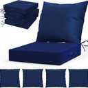 LAGRATY Outdoor Chair Cushions for Patio Furniture24" x 24" Deep Seat Cushions with Backrest for Couch Sofa Chair - Waterproof Fade-Resistant Patio Cushion (Set of 4,Navy Blue)