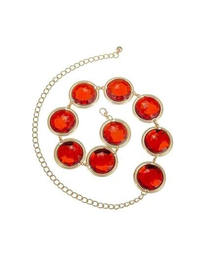 Red Gem Waist Belt - PUWUTO Anime Cosplay Stone Chain Western Belt, Adjustable Halloween Rhinestone Belt Costume for Women Halloween Cosplay Props Accessories