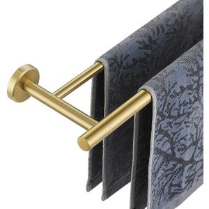 JQK Double Towel Bar, 24 Inch Brushed Gold Bath Towel Rack for Bathroom, Stainless Steel Towel Holder Wall Mount, Total Length 27.16 Inch, TB100L24-BG
