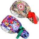 Fanadith Scrub Cap, Surgical Caps for Women, Nurse Caps with Buttons Ribbon Tie, Adjustable Bouffant Nurse Hat