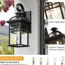 Outdoor Wall Light Exterior Waterproof Wall Sconce Light 22 Inch Height Black Porch Light with Water Ripple Glass E26 Socket