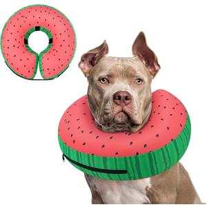 Supet Inflatable Dog Cone Alternative After Surgery - Neck Donut Recovery E-Collar for Neuter - Soft Cone for Small Medium Large Dogs (XXL(Neck 18"-23"), Donut Red)