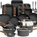 Kitchen Induction Cookware & Bakeware Set - 30 Piece Black Granite Cooking Pans Set, Non-Stick Pots and Pans Set