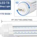 LED Shop Light 8FT Tube, 2 Pin LED Tube Lights, V Shaped, R17D HO Rotatable LED Bulb, 90W, Clear Cover, Cold White 6000k, Fluorescent Tube Replacement, Ballast Bypass,Dual-End Powered, 10Pack