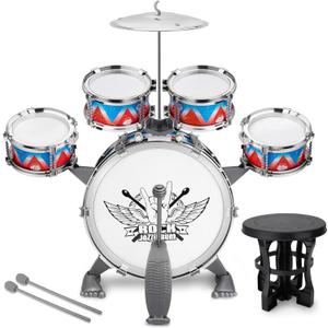 Toddlers Drum Set Kids Jazz Band Rock Kit for 3-5 Years Old Perfect Birthday Xmas Gift - Early Learning Musical Toy Set with Easy Assembly