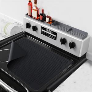 Silicone Stove Cover for Glass Top Electric Stove - Electric Cooktop Protector, Silicone Stove Mat, Dish Drying Mats for Kitchen Counter, Heat-resistant Trivet (Black,28x20 in)