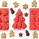 3 Pack Christmas Silicone Molds, Chocolate Cookie Molds Silicone molds with Christmas tree and Santa Claus shapes for making mini cakes, cookies, handmade soaps, chocolates, jellies, and more.