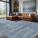 Area Rug Living Room Rugs - 8x10 Washable Large Soft Indoor Neutral Modern Abstract Low Pile Rug Carpet for Bedroom Dining Room Farmhouse Home Office - Dark Blue