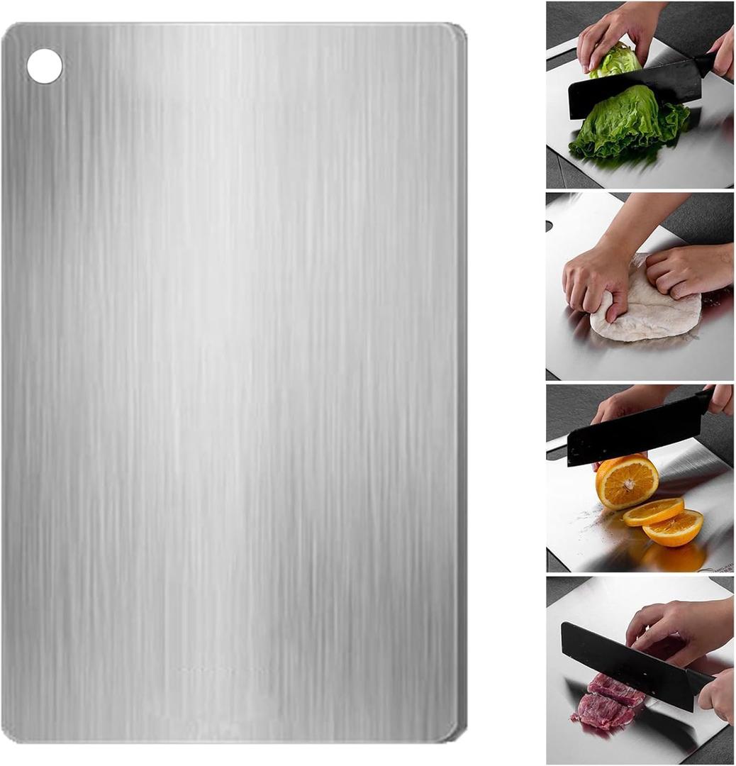 Titanium Cutting Boards for Kitchen, Double-Sided Food Grade Stainless Steel Cutting Board, 100% Pure Titanium Cutting Board, Easy To Clean, Suitable for Kitchen or Camping (11.8 * 7.8 in30 * 20cm)