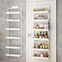 BUKFEN 6-Tier Over the Door Pantry Organizer, 2-in-1 Door Hanging or Wall Mounted Spice Rack, Heavy Duty Metal Storage Shelves with Adjustable Baskets for Kitchen Bathroom Closet, 1 Pack