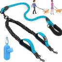 Lukovee Double Dog Leash, No Tangle 360 Swivel Heavy Duty Reflective Lead with Two Padded Handles Dual Dog Splitter, Comfortable Shock Absorbing Walking Training for Small Medium Large Dogs(Blue,L)
