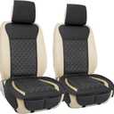 Elantrip 2PCs Front Car Seat Covers Leather Car Seat Protector Universal fit for Most Cars SUVs and Trucks Water Proof Seat Protector Black and Gold