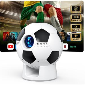 [Built in APP & Electric Focus] Smart Mini Projector with WiFi 6 & Bluetooth 5.4, Movie Projector for Bedroom Outdoor, Auto Keystone, 1080P Supported, Compatible with Smartphone HDMI USB